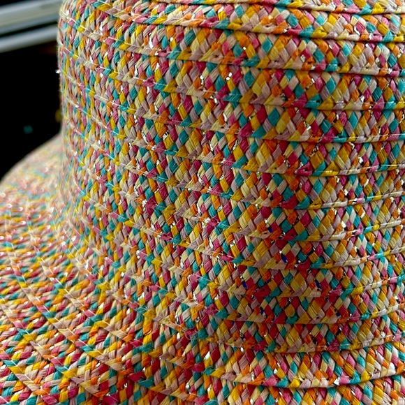 A Beautiful Sun Hat Sparkly Pink Light Blue Yellow and White Tweed;Its So Pretty - Picture 11 of 12